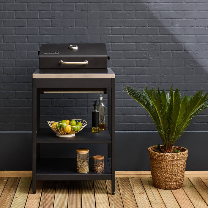 sweeek - Barbecue grill op houtskool, roestvrij staal verchroomd