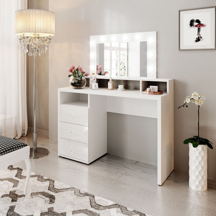 Meubella - Kaptafel Dakota - Wit - 120 cm - Met spiegel