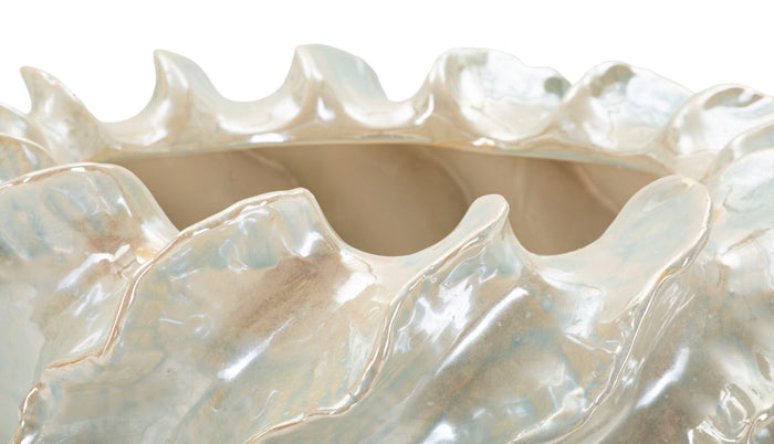 Parelmoerkleurige keramische vaas ø 43x16 cm