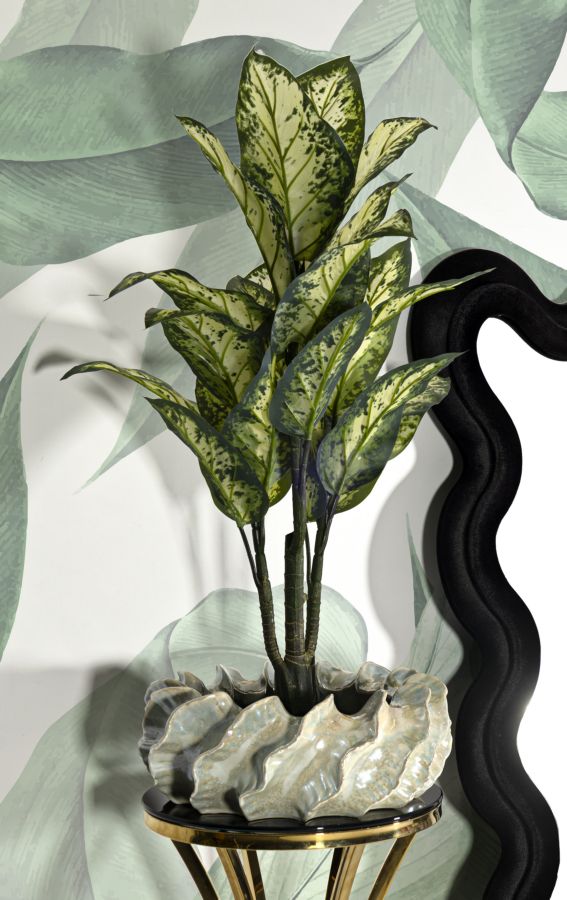 Parelmoerkleurige keramische vaas ø 43x16 cm