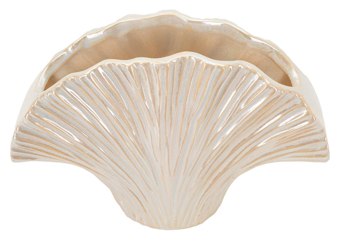 Parelmoerkleurige keramische vaas 27x8x19 cm