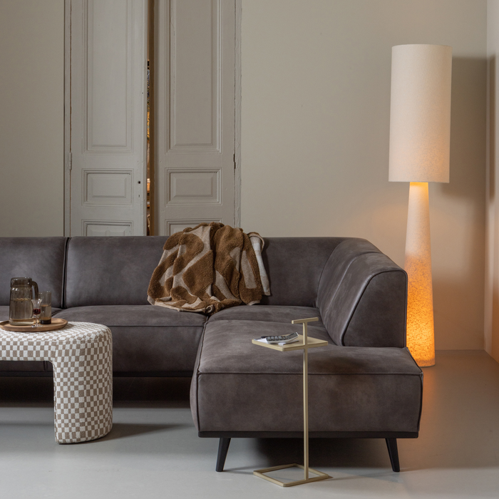 WOOOD Statement Hoekbank Rechts - Lederlook - Donkergrijs - 77x274x210