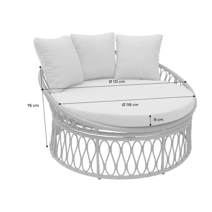 sweeek - Ronde loungebank in staal en imitatie rotan