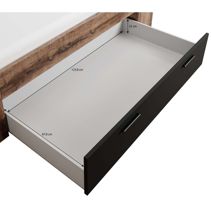 Meubella - Tweepersoonsbed Brown - Zwart - Eiken - 180x200 cm