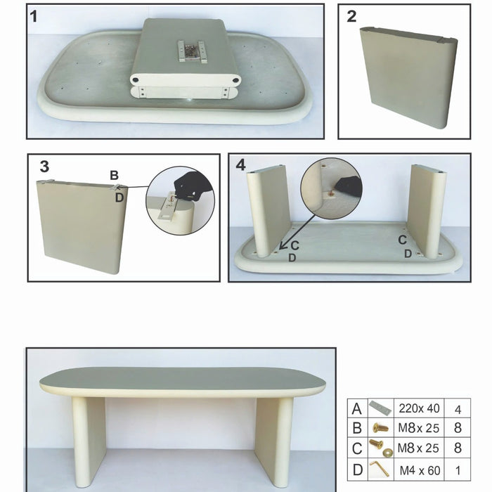 Giga Meubel - Tuintafel Deens Ovaal - Beige Betonlook - 240x100x75cm - Maya