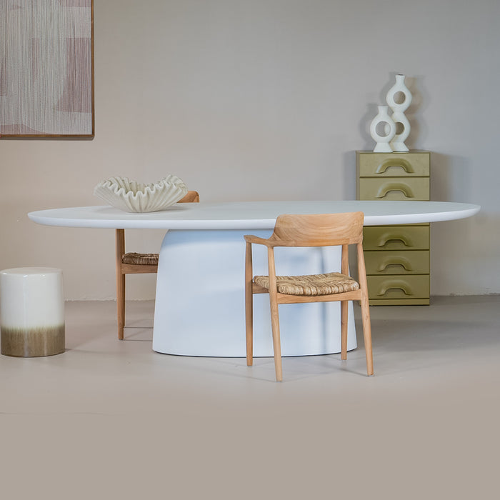 Giga Meubel - Tuintafel Ovaal - Wit Betonlook - 200x110x74cm - Myrna