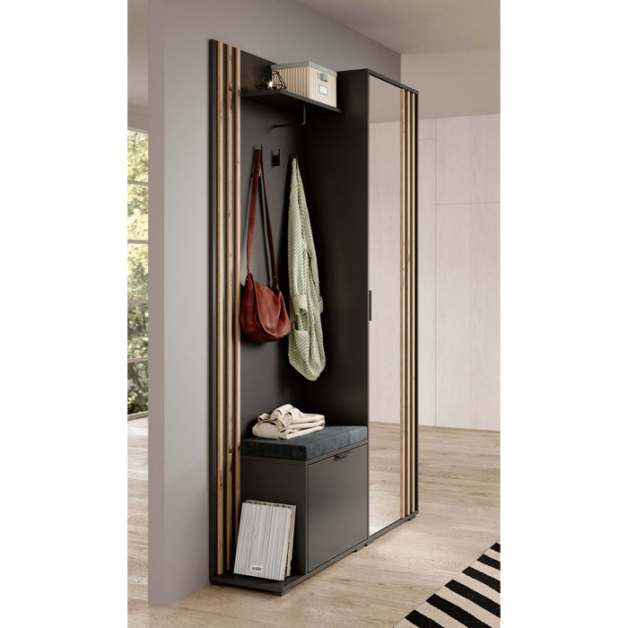 Meubella - Kapstok Nappa - Antraciet - Eiken - 131 cm