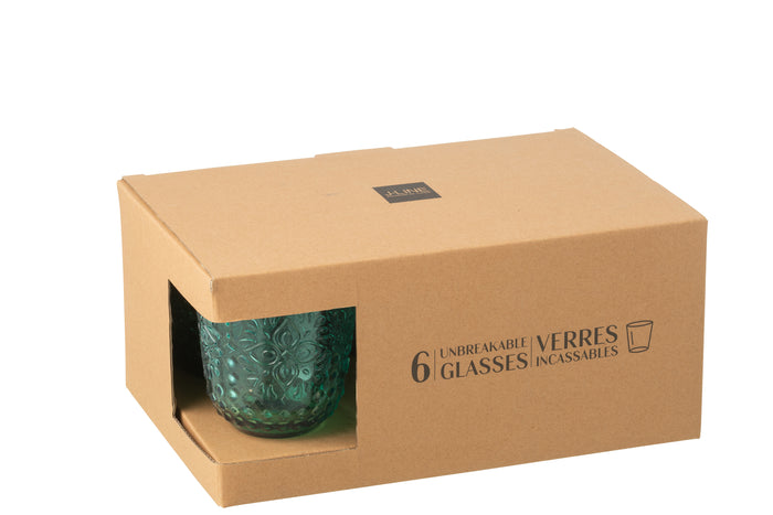 J-Line glas - kunststof - aquablauw - doos van 6