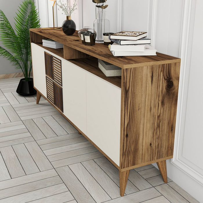 Giga Meubel - Dressoir Walnoot|Crème Hout - 180x35x78,6cm - Milan