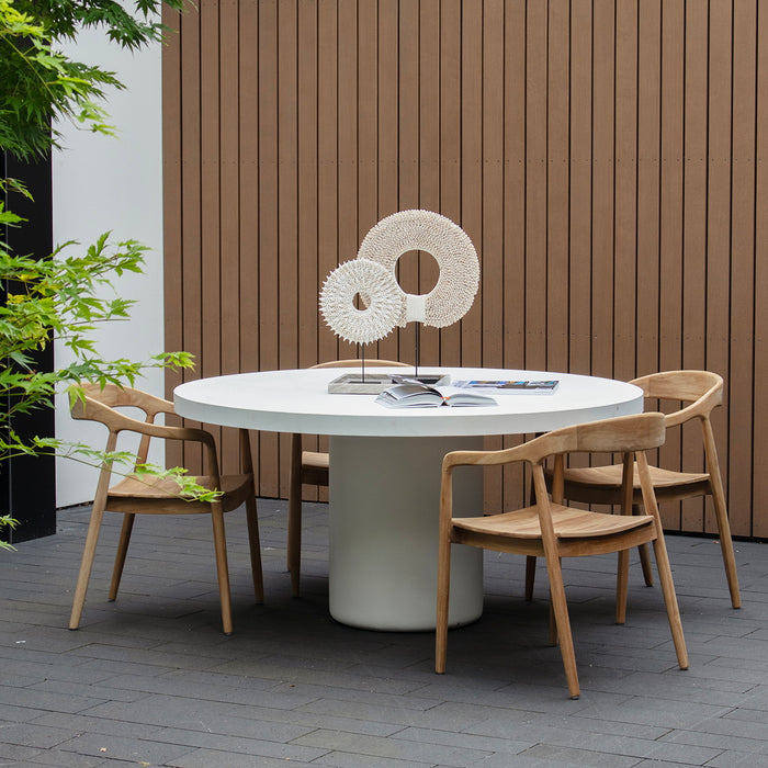 Giga Meubel - Tuintafel Rond 120cm - Wit Eco Composiet - Betonlook - Eden