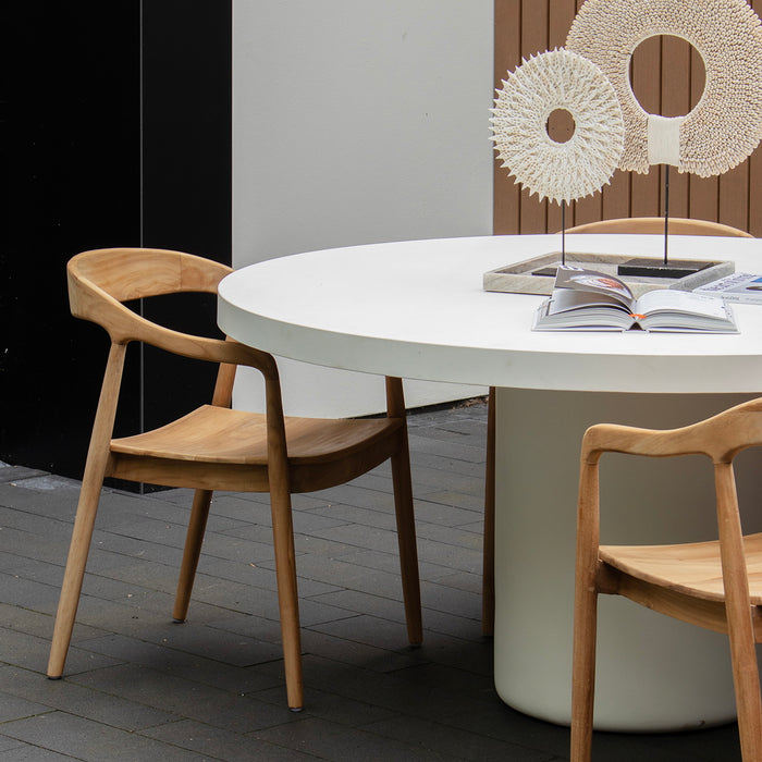 Giga Meubel - Tuintafel Rond 120cm - Wit Eco Composiet - Betonlook - Eden