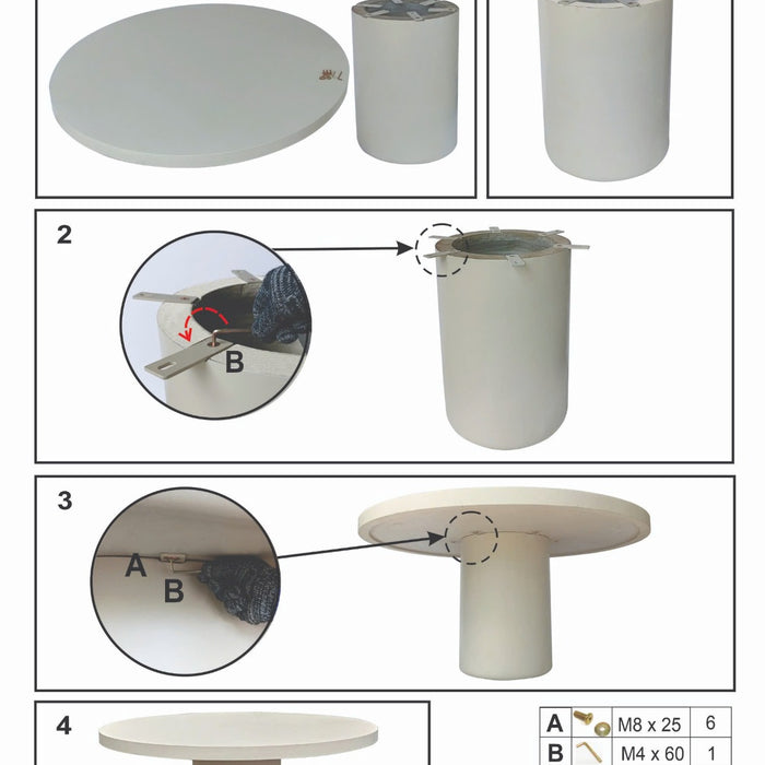 Giga Meubel - Tuintafel Rond 120cm - Wit Eco Composiet - Betonlook - Eden