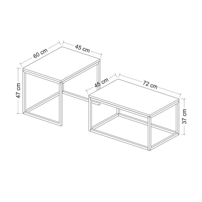 Giga Meubel - Salontafel Zwart Metaal - Set Van 2 - 60x47x45cm - Leka