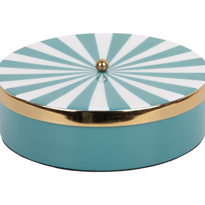 Present Time - Opbergbox Candy Swirl Rond Large - Turquoise blue & White