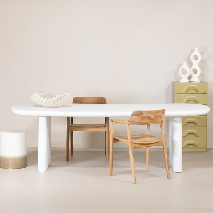 Giga Meubel - Tuintafel Deens Ovaal - Wit Betonlook - 300x100x75cm - Maya