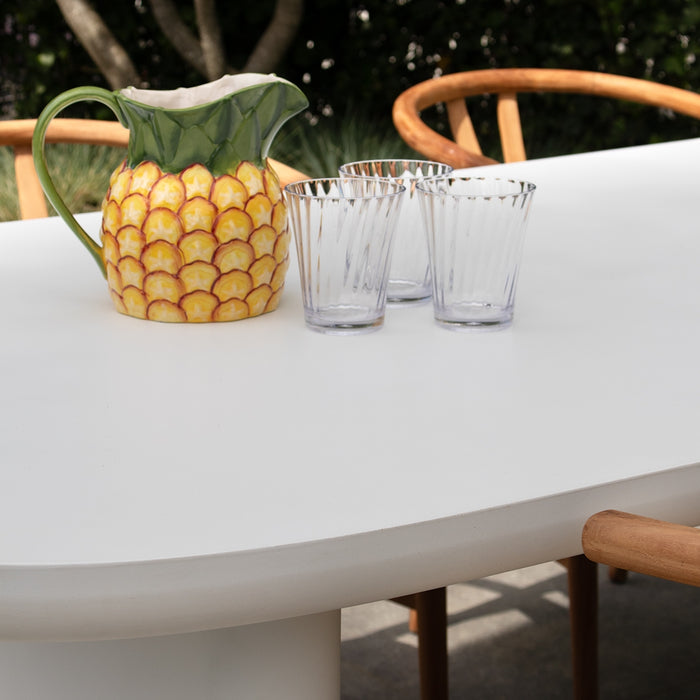 Giga Meubel - Tuintafel Deens Ovaal - Wit Betonlook - 300x100x75cm - Maya