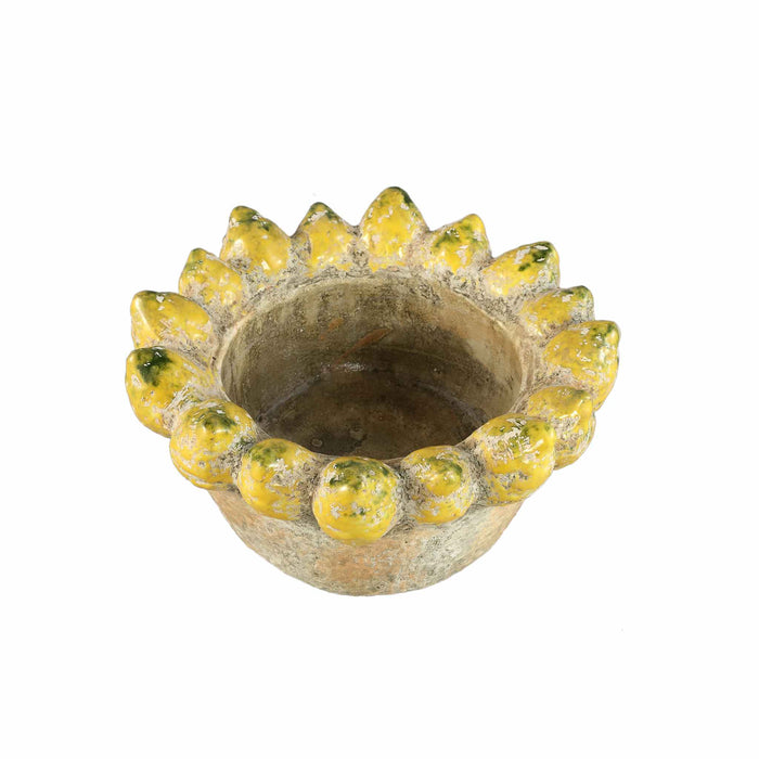 PTMD Fruitsy Yellow Round Terra Bowl Lemons Edge L