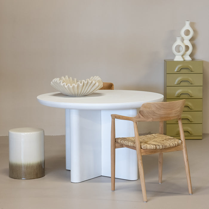 Giga Meubel - Tuintafel Rond 120cm - Wit betonlook - Acryl Coating - Miso