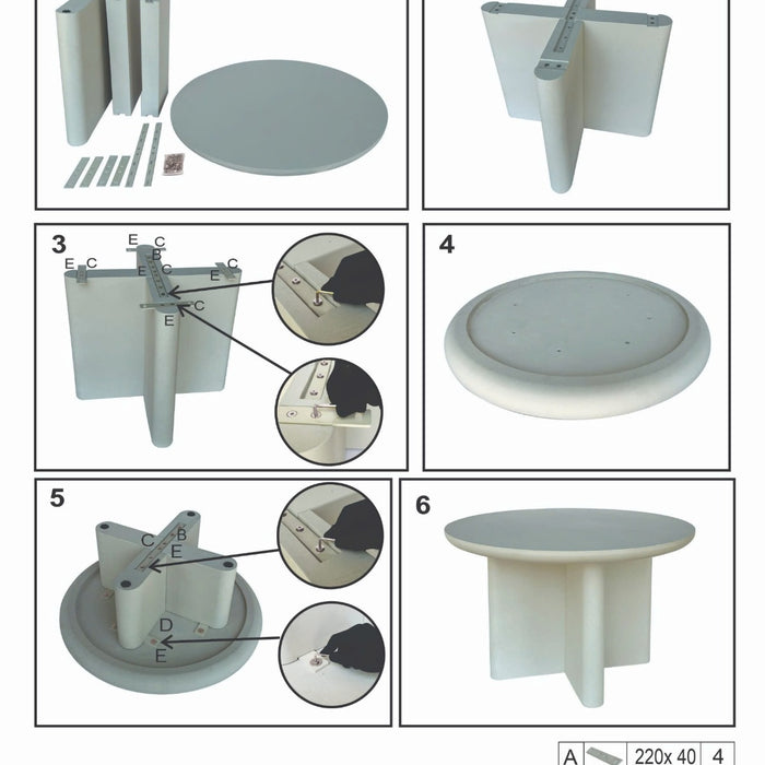 Giga Meubel - Tuintafel Rond 120cm - Wit betonlook - Acryl Coating - Miso