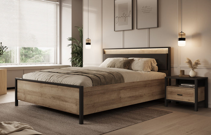 Meubella - Tweepersoonsbed Honduras - Eiken - 160x200 cm