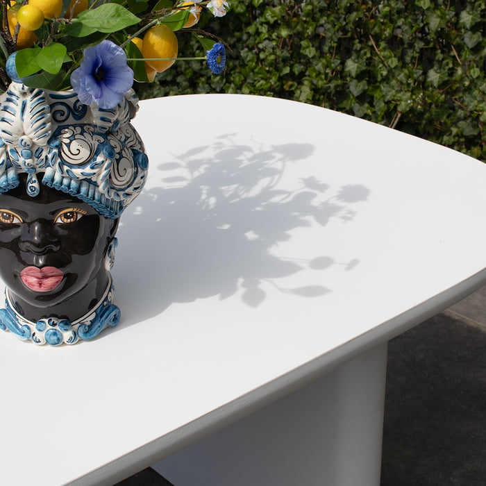 Giga Meubel - Tuintafel Deens Ovaal - Wit Betonlook - 200x100x75cm - Maya