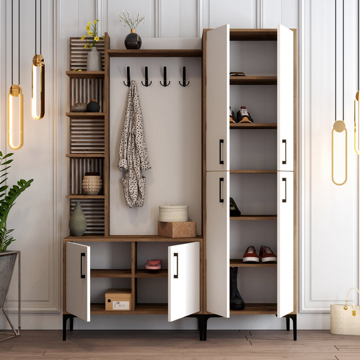 Giga Meubel - Garderobemeubel Walnoot|Wit Hout - 200cm - Viyana Large