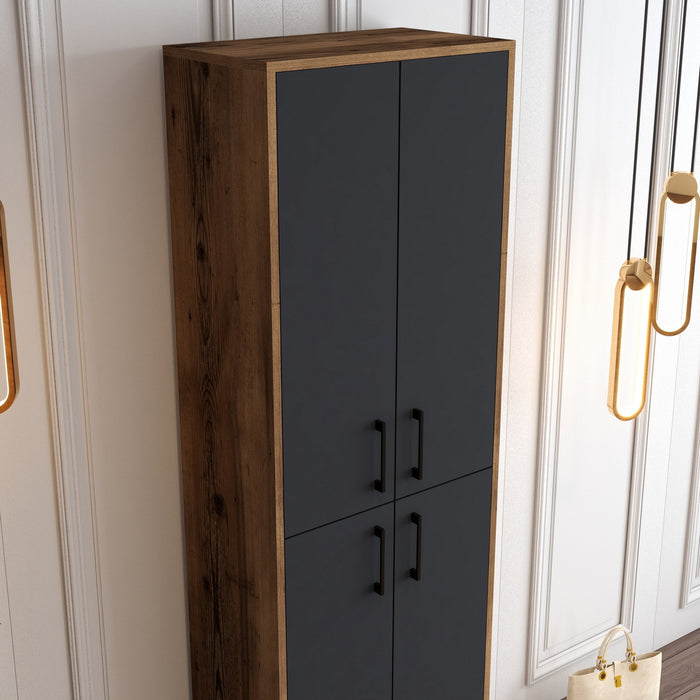 Giga Meubel - Schoenenkast Walnoot|Antraciet Hout - 200cm - Berlin