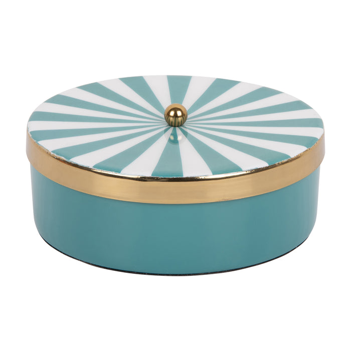 Present Time - Opbergbox Candy Swirl Rond - Turquoise blue & White