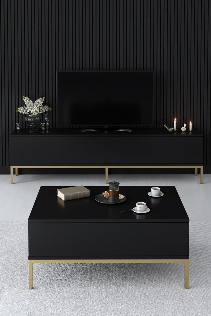 Giga Meubel - Tv-meubel Wit|Goud Hout - 180x30x47cm - Lord