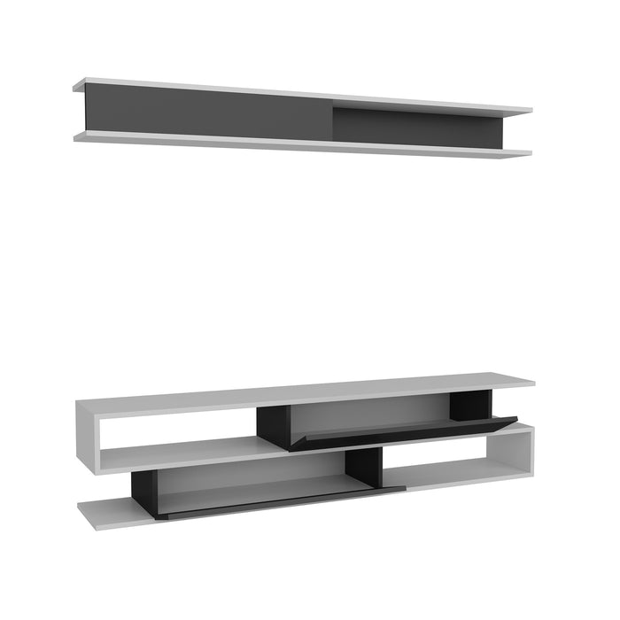 Giga Meubel - Tv-meubel Wit|Zwart Hout - 176x32x39cm - Sims