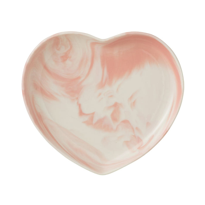 J-Line Hart bord - porselein - wit|roze - 8 stuks