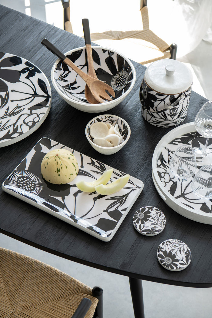 J-Line Set Van 2 Keukengerei Mangohout Zwart|Naturel