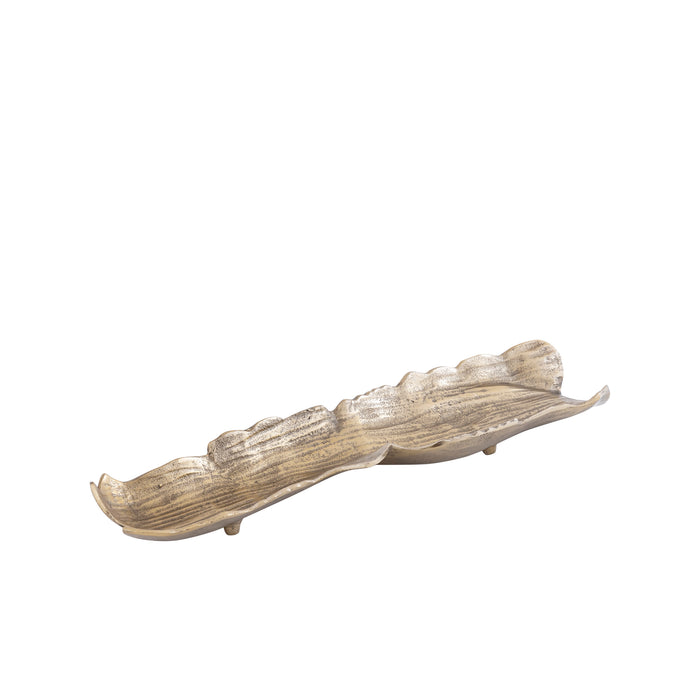 PTMD Lukne Gold Casted Alu Rough Wavy Bowl Rectangle S