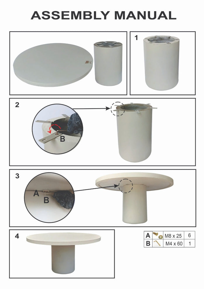 Giga Meubel - Tuintafel Rond 120cm - Beige Eco Composiet - Betonlook - Eden