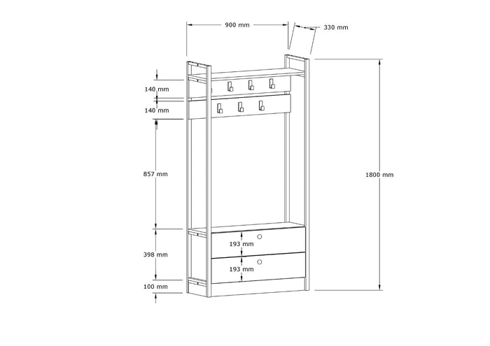 Giga Meubel - Garderobemeubel Naturel Hout - 90x33x180cm - Manolya