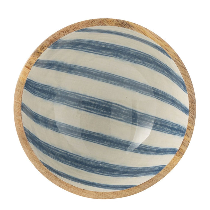 J-Line kom Strepen - hout - blauw|wit - medium