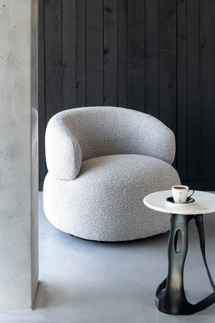 J-Line zetel Draaiend Rond - hout|textiel - taupe