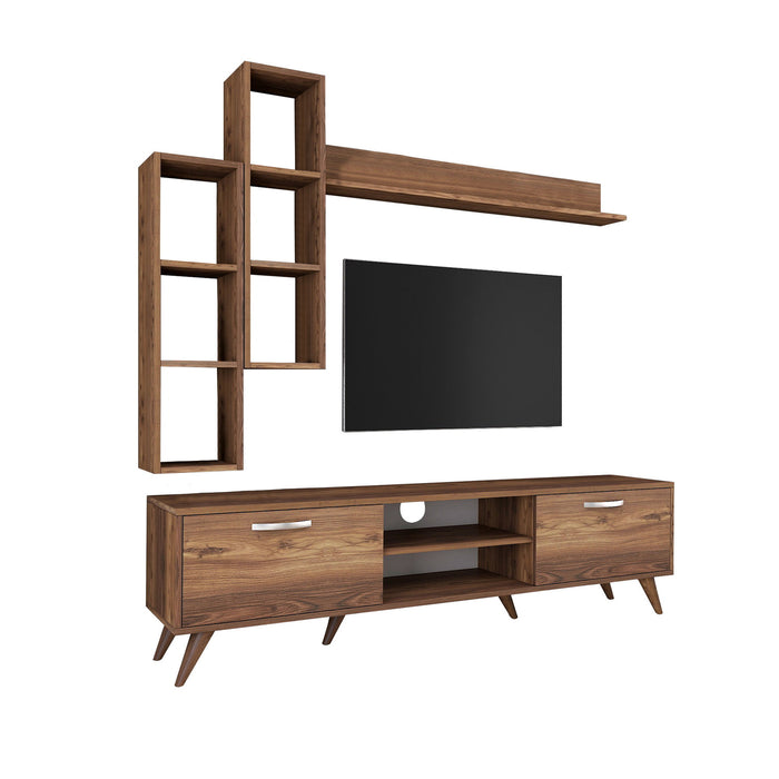 Giga Meubel - Tv-meubel + Wandschap Walnoot Hout - 180cm - Zafer