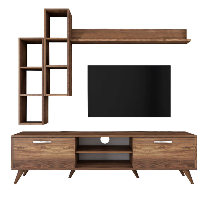 Giga Meubel - Tv-meubel + Wandschap Walnoot Hout - 180cm - Zafer