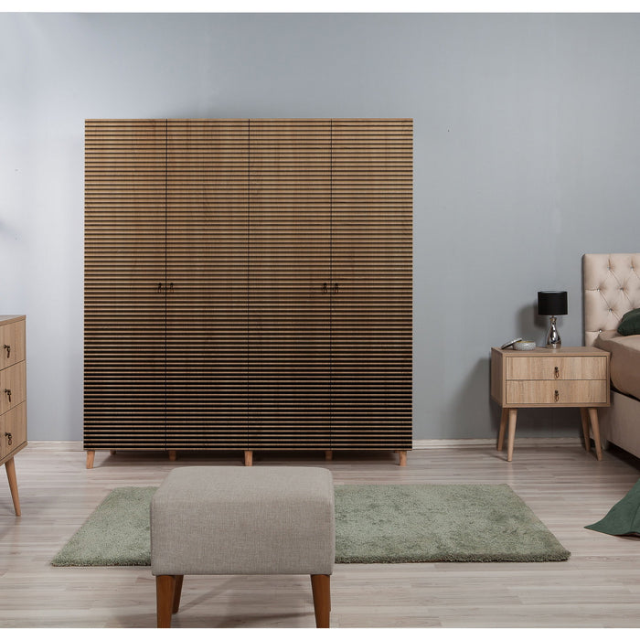 Giga Meubel - Kledingkast Eiken Hout - Gestreept - 180x52x192cm - Imaj