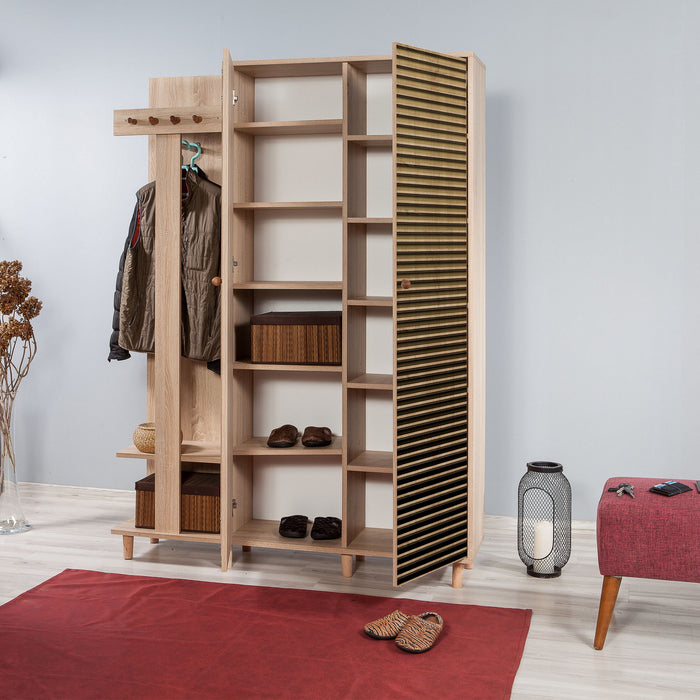 Giga Meubel - Garderobemeubel Eiken Hout - 135x36x194cm - Garmanto