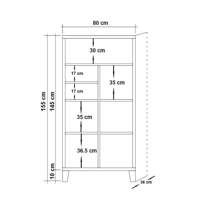 Giga Meubel - Boekenkast Naturel Hout - 80x36x155cm - Marina Flora