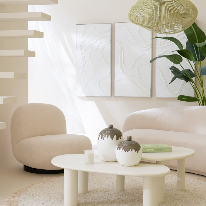 J-Line loungestoel Sneeuw populieren - hout|schuim - wit|zwa