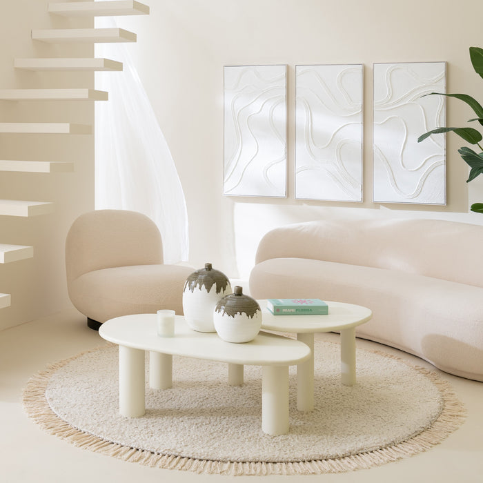 J-Line loungestoel Sneeuw populieren - hout|schuim - wit|zwa