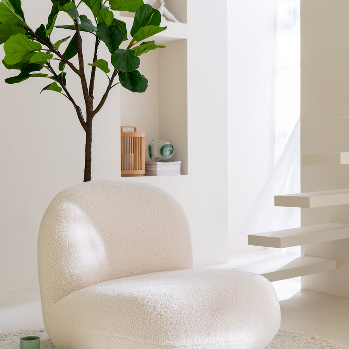 J-Line loungestoel Sneeuw populieren - hout|schuim - wit|zwa