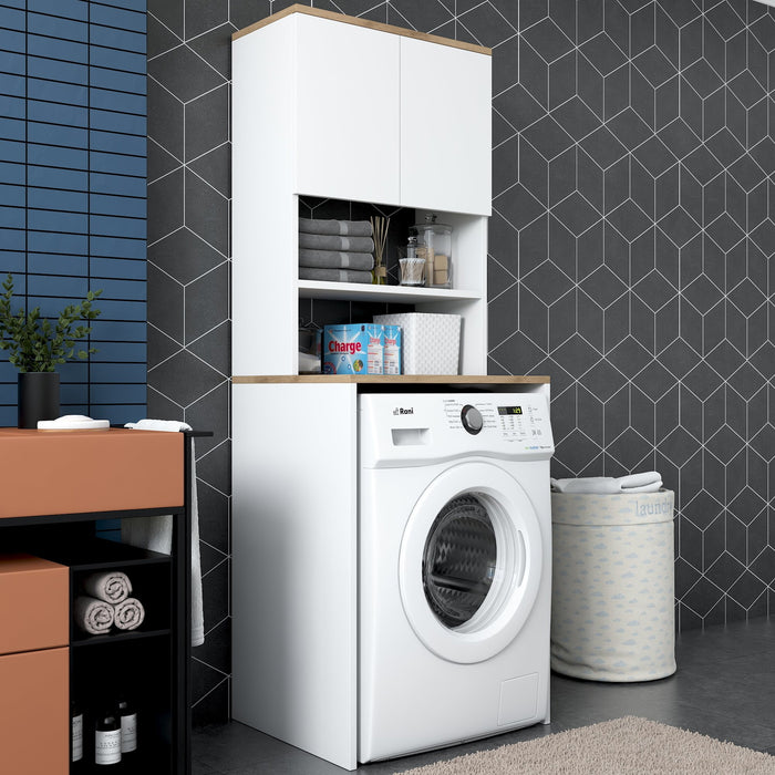 Giga Meubel - Wasmachinekast Wit Hout - 65x60x183,6cm - Kadi
