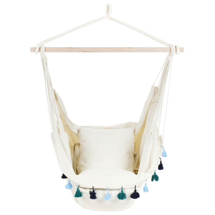 Beliani - VARENA - Hangstoel - Beige|Blauw - Katoen