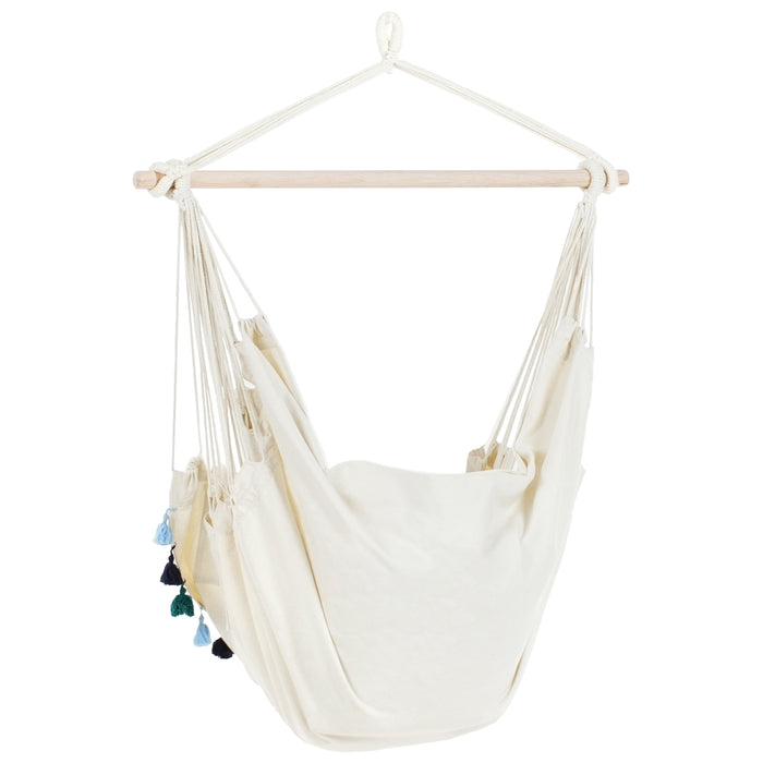 Beliani - VARENA - Hangstoel - Beige|Blauw - Katoen