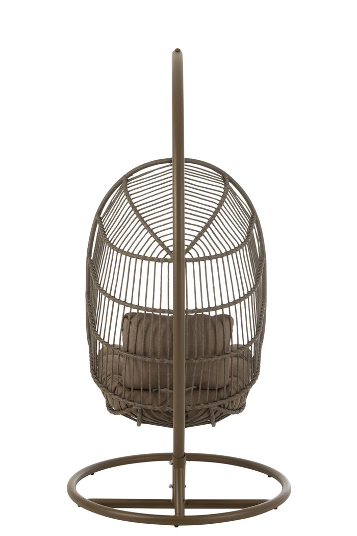 J-Line hangstoel + kussen Egga - metaal|koord - bruin