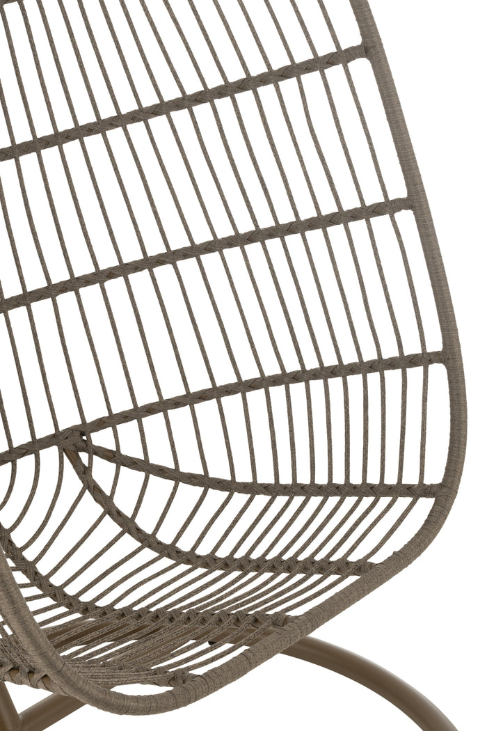J-Line hangstoel + kussen Egga - metaal|koord - bruin